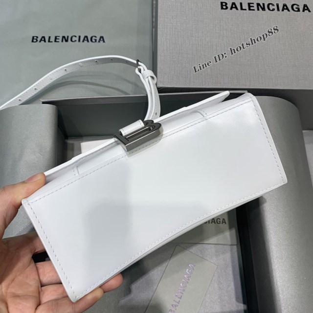 Balenciaga專櫃新款mini號手提肩背女包原單沙漏包 巴黎世家平紋白銀扣沙漏包 fyj1408